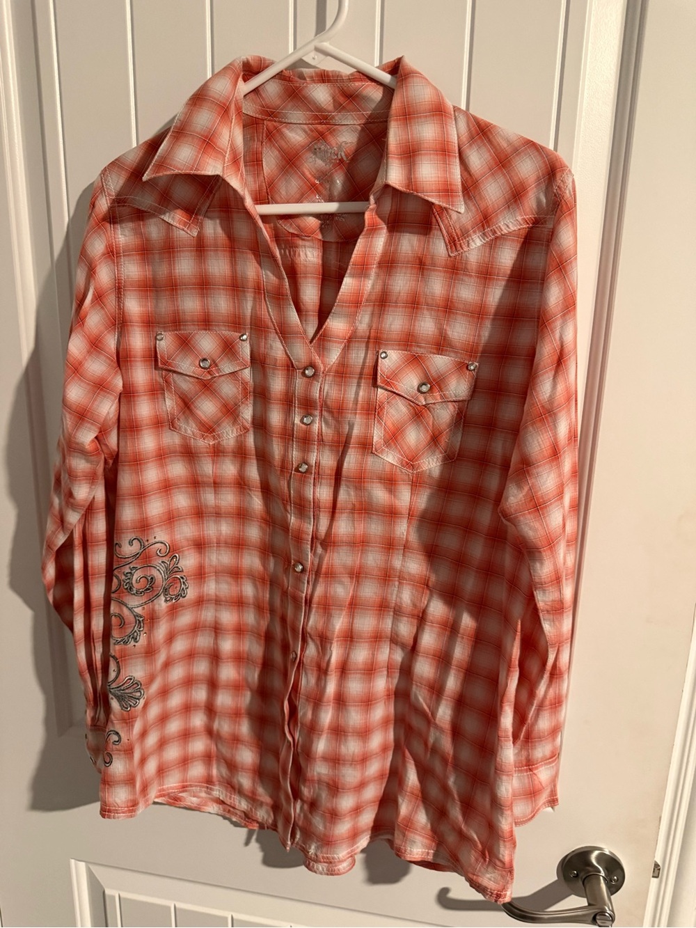 Rock 47 by Wrangler Western Plaid Embroidered Shirt – XL